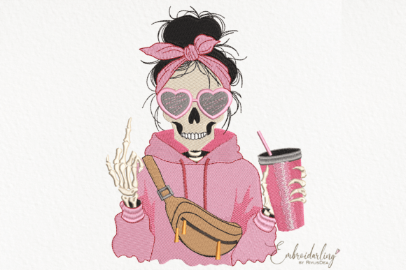 Review: Skeleton Mom W Coffee Embroidery Design